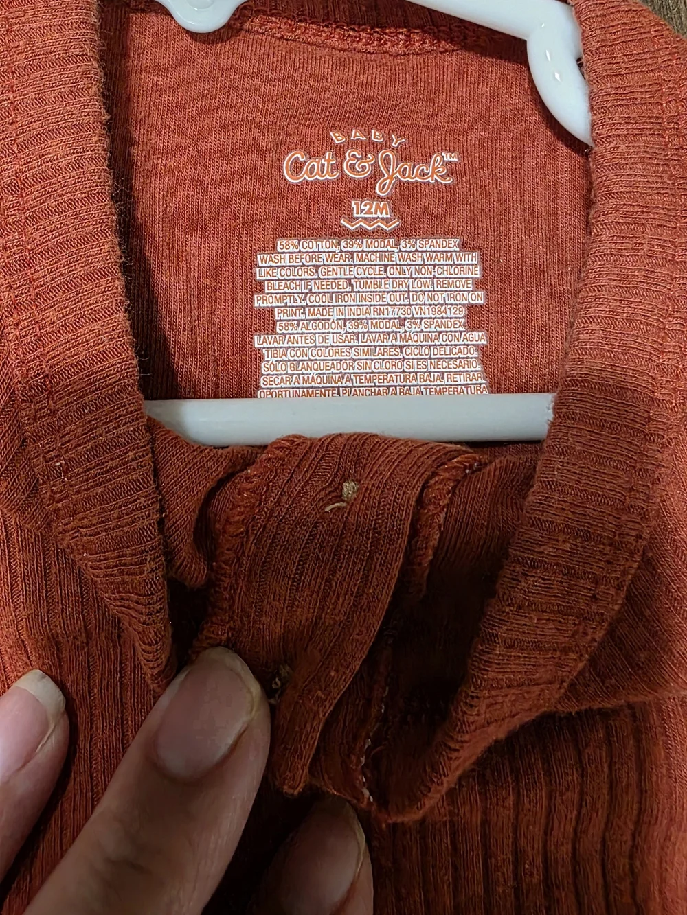 Cat & Jack Ribbed Long-Sleeve Bodysuits in Cream and Rust